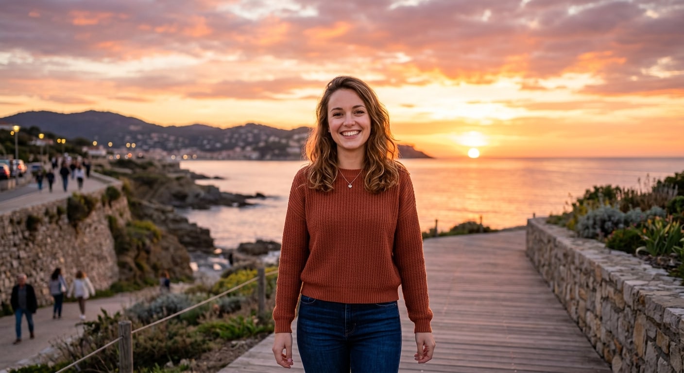 femme devant un coucher de soleil2
